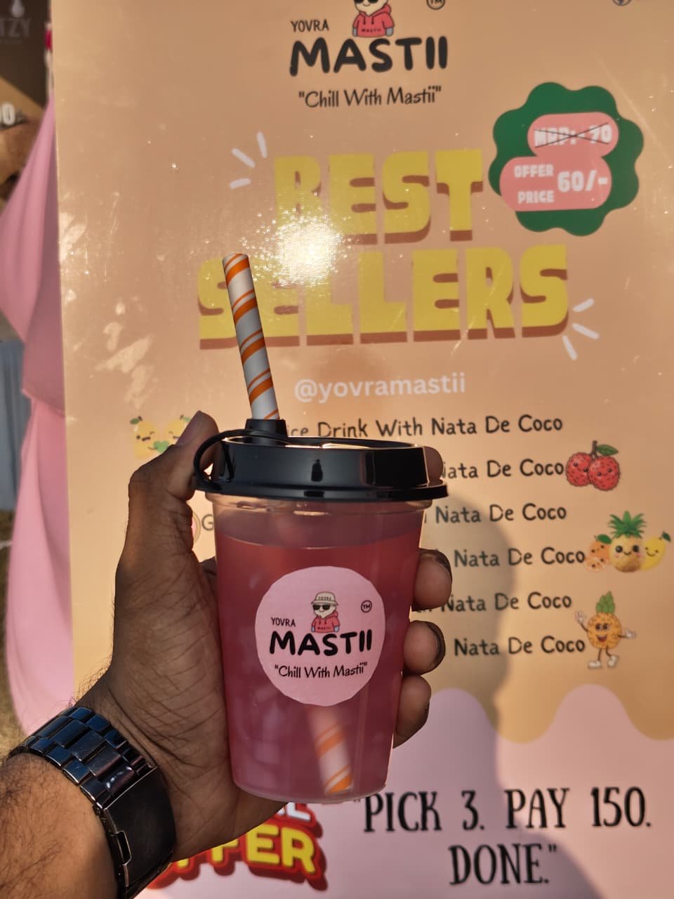 A cup of Mastii with nata de coco
