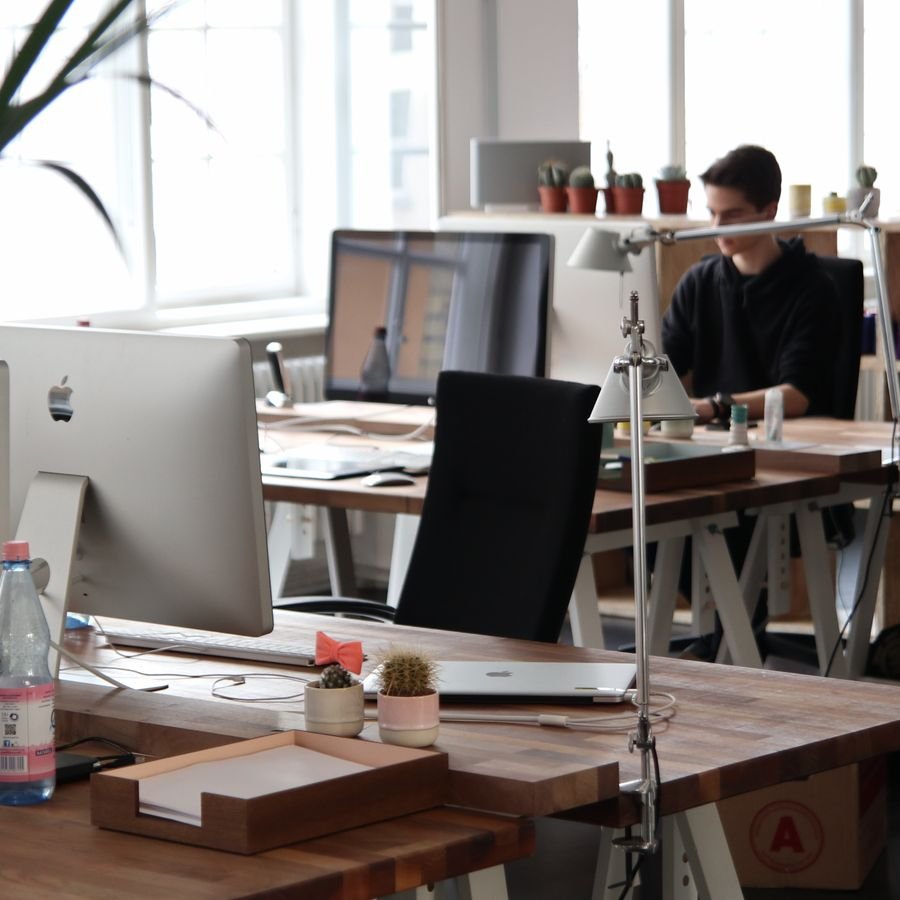 Desks in a corporate office